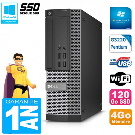 PC DELL 7020 SFF Intel G3220 RAM 4Go Disque Dur 120 Go SSD Graveur DVD Wifi W7