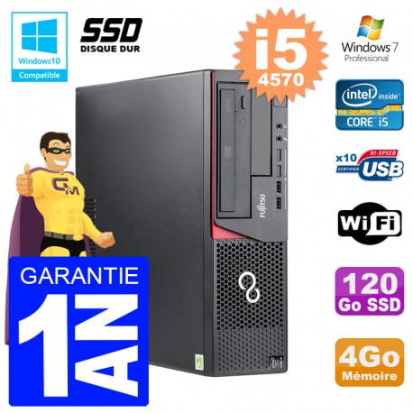 PC Fujitsu Esprimo E720 E85+ DT i5-4570 RAM 4Go Disque 120 Go SSD Wifi W7