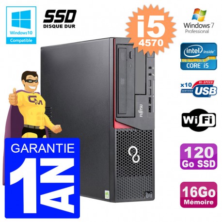 PC Fujitsu Esprimo E720 E85+ DT i5-4570 RAM 16Go Disque 120 Go SSD Wifi W7