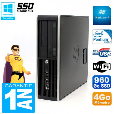 PC HP Compaq 8300 SFF Intel G850 RAM 4Go Disque 960 Go SSD Graveur DVD Wifi W7