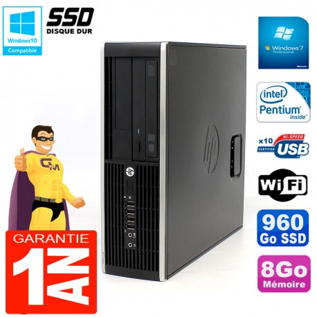 PC HP Compaq 8300 SFF Intel G850 RAM 8Go Disque 960 Go SSD Graveur DVD Wifi W7