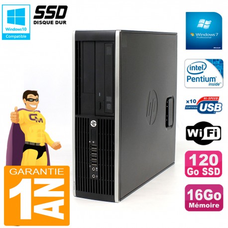 PC HP Compaq 8300 SFF Intel G850 RAM 16Go Disque 120 Go SSD Graveur DVD Wifi W7