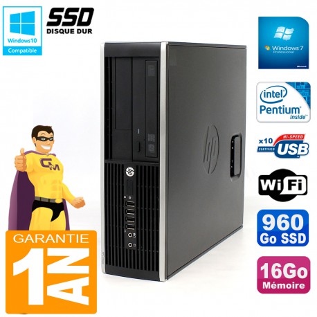 PC HP Compaq 8300 SFF Intel G850 RAM 16Go Disque 960 Go SSD Graveur DVD Wifi W7