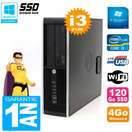 PC HP Compaq 8300 SFF Core I3-2120 RAM 4Go Disque 120 Go SSD Graveur DVD Wifi W7