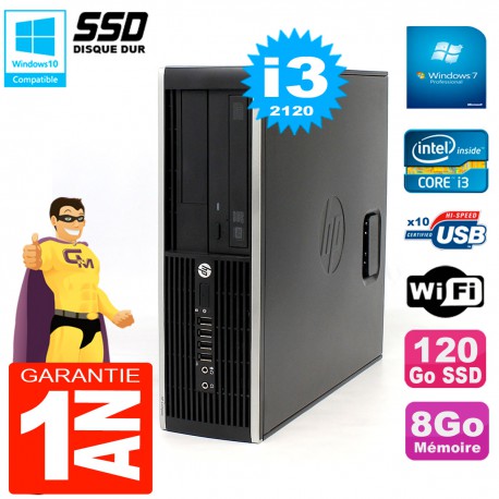 PC HP Compaq 8300 SFF Core I3-2120 RAM 8Go Disque 120 Go SSD Graveur DVD Wifi W7