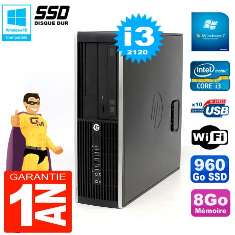 PC HP Compaq 8300 SFF Core I3-2120 RAM 8Go Disque 960 Go SSD Graveur DVD Wifi W7