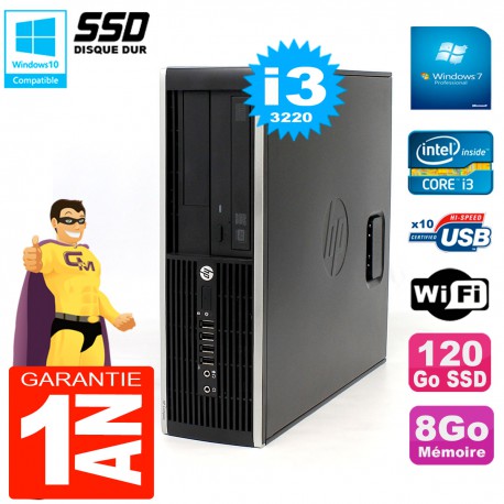 PC HP Compaq 8300 SFF Core I3-3220 RAM 8Go Disque 120 Go SSD Graveur DVD Wifi W7