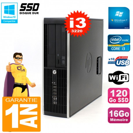 PC HP Compaq 8300 SFF Core I3-3220 RAM 16Go Disque 120 Go SSD Graveur DVD Wifi W7