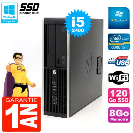 PC HP Compaq 8300 SFF Core I5-2400 RAM 8Go Disque 120 Go SSD Graveur DVD Wifi W7