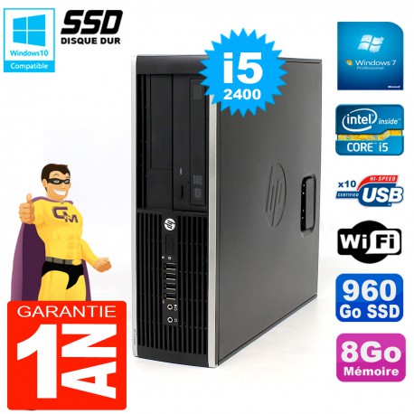 PC HP Compaq 8300 SFF Core I5-2400 RAM 8Go Disque 960 Go SSD Graveur DVD Wifi W7