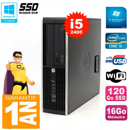 PC HP Compaq 8300 SFF Core I5-2400 RAM 16Go Disque 120 Go SSD Graveur DVD Wifi W7
