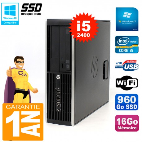 PC HP Compaq 8300 SFF Core I5-2400 RAM 16Go Disque 960 Go SSD Graveur DVD Wifi W7