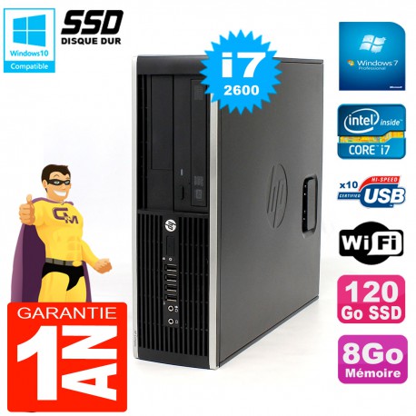 PC HP Compaq 8300 SFF Core I7-2600 RAM 8Go Disque 120 Go SSD Graveur DVD Wifi W7