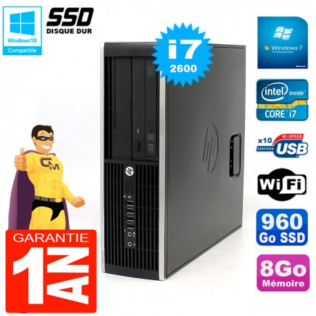 PC HP Compaq 8300 SFF Core I7-2600 RAM 8Go Disque 960 Go SSD Graveur DVD Wifi W7