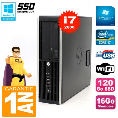 PC HP Compaq 8300 SFF Core I7-2600 RAM 16Go Disque 120 Go SSD Graveur DVD Wifi W7
