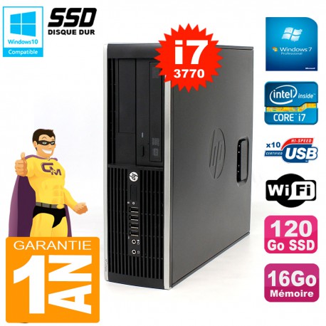 PC HP Compaq 8300 SFF Core I7-3770 RAM 16Go Disque 120 Go SSD Graveur DVD Wifi W7