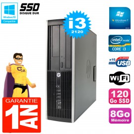 PC HP Compaq 8200 SFF Core I3-2120 RAM 8Go Disque 120 Go SSD Graveur DVD Wifi W7
