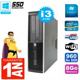 PC HP Compaq 8200 SFF Core I3-2120 RAM 8Go Disque 960 Go SSD Graveur DVD Wifi W7