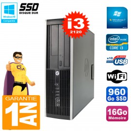 PC HP Compaq 8200 SFF Core I3-2120 RAM 16Go Disque 960 Go SSD Graveur DVD Wifi W7