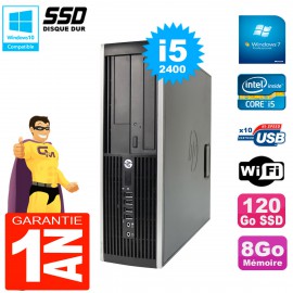 PC HP Compaq 8200 SFF Core I5-2400 RAM 8Go Disque 120 Go SSD Graveur DVD Wifi W7