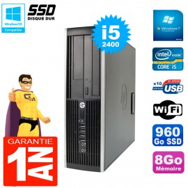 PC HP Compaq 8200 SFF Core I5-2400 RAM 8Go Disque 960 Go SSD Graveur DVD Wifi W7