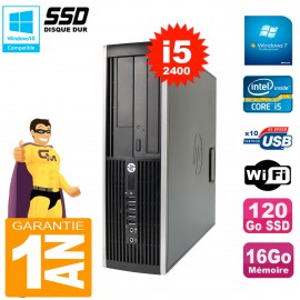 PC HP Compaq 8200 SFF Core I5-2400 RAM 16Go Disque 120 Go SSD Graveur DVD Wifi W7