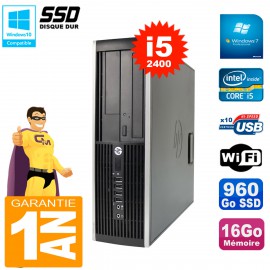PC HP Compaq 8200 SFF Core I5-2400 RAM 16Go Disque 960 Go SSD Graveur DVD Wifi W7