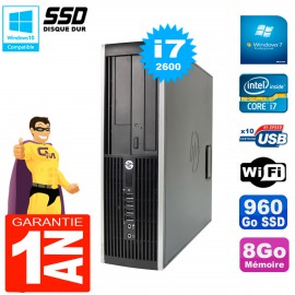 PC HP Compaq 8200 SFF Core I7-2600 RAM 8Go Disque 960 Go SSD Graveur DVD Wifi W7