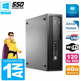 PC HP EliteDesk 800 G1 SFF Intel G3220 4Go Disque 120 Go SSD Graveur DVD Wifi W7