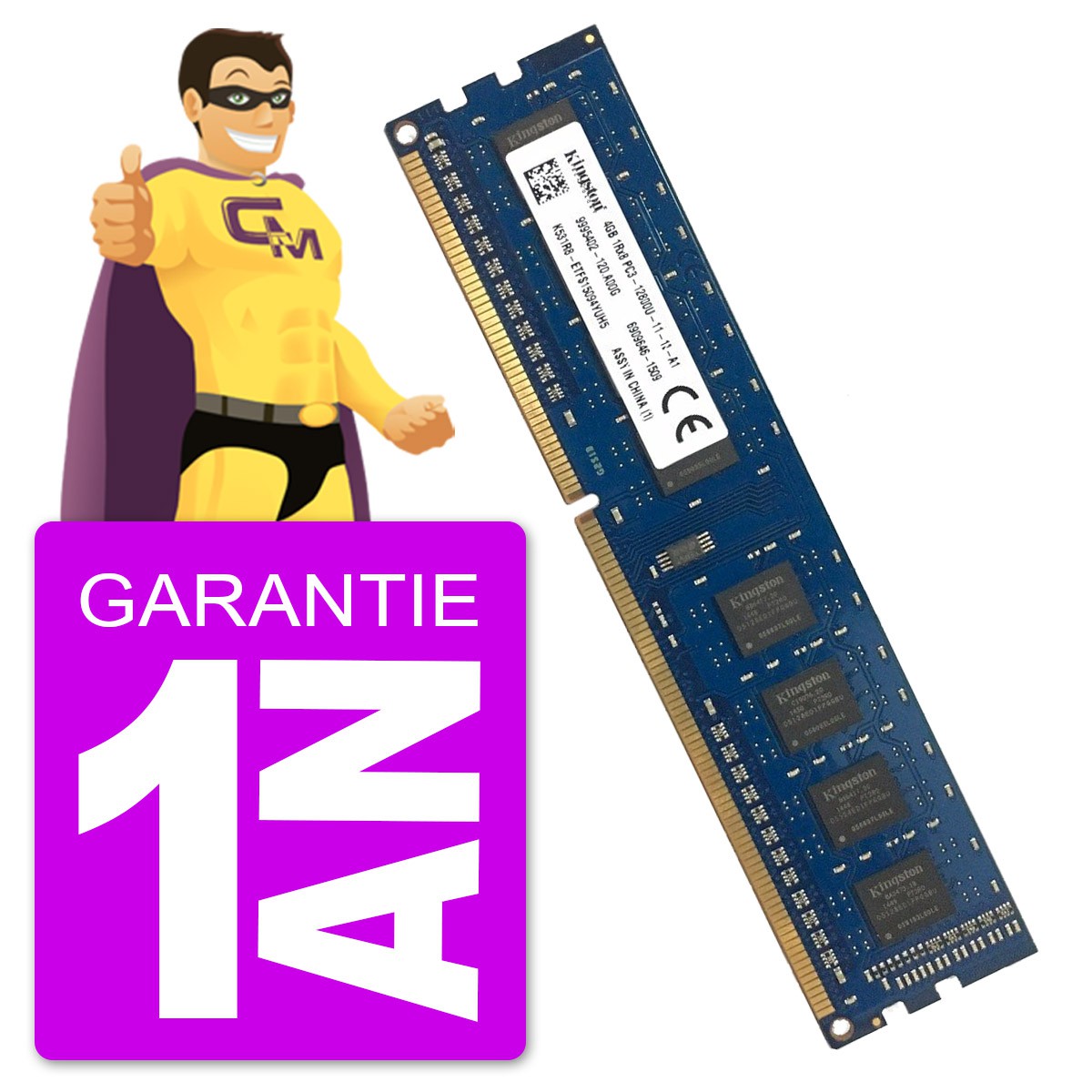Barrette RAM 4 Go DDR3 1600 MHz PC3-12800U - Pour PC De Bureau - Neuf - Marque KANMEIQi