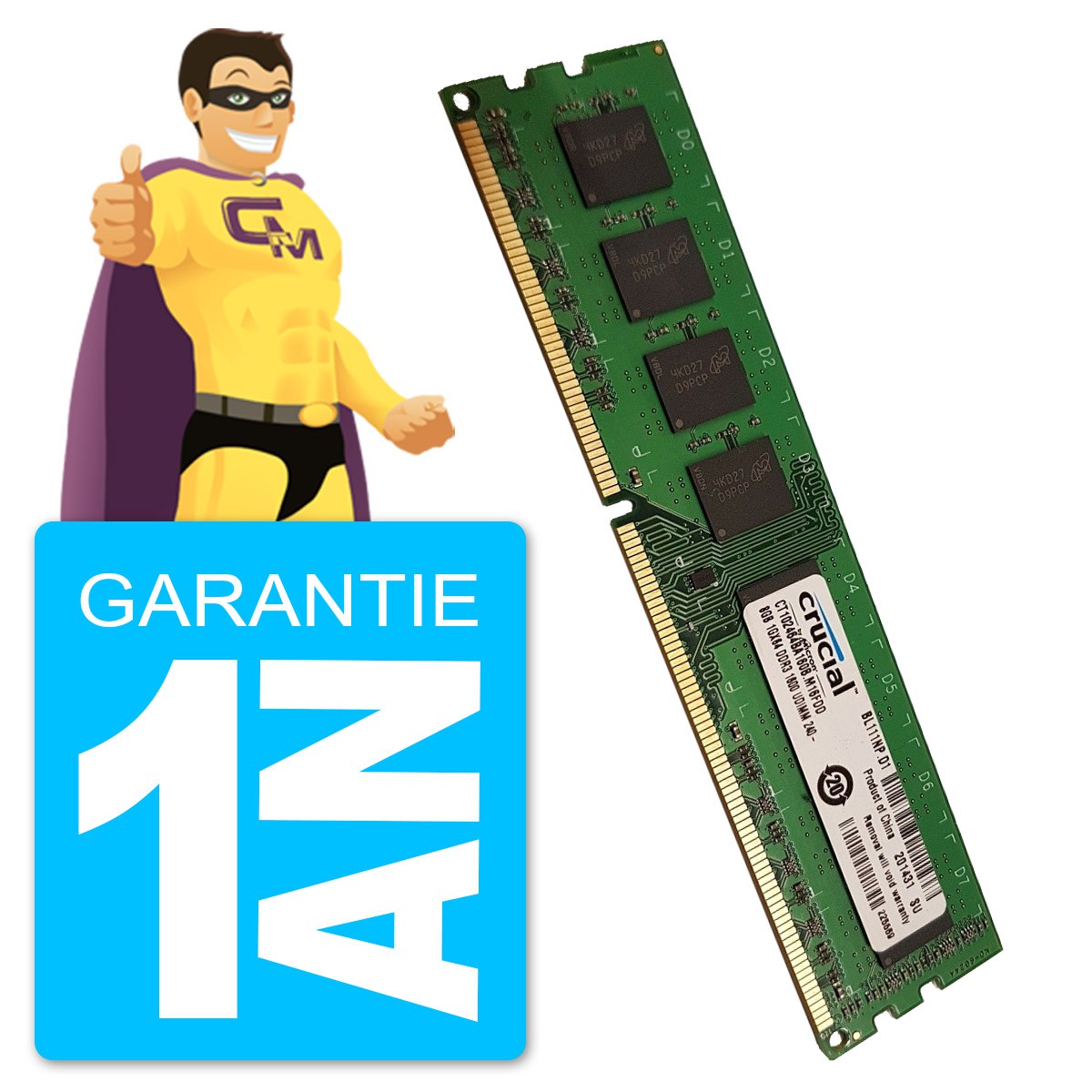 Ct102464ba Crucial 8GB 1600MHz DDR3 UDIMM PC3-12800