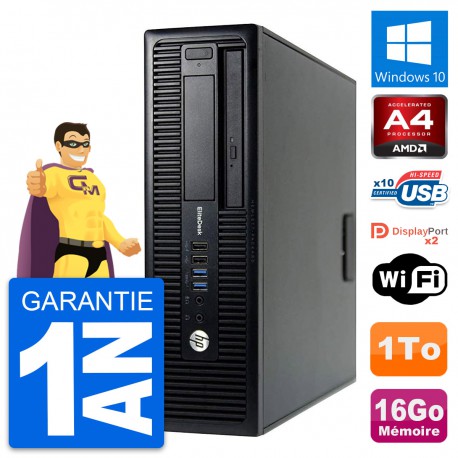 PC HP EliteDesk 705 G1 SFF AMD PRO-7300B RAM 16Go Disque Dur 1To Windows 10 Wifi