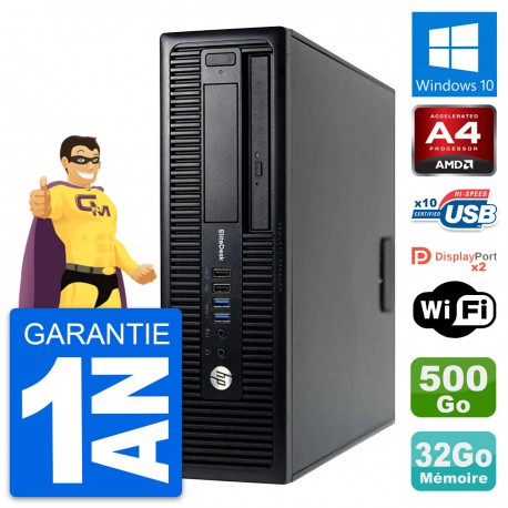 PC HP EliteDesk 705 G1 SFF AMD PRO-7300B RAM 32Go Disque 500Go Windows 10 Wifi