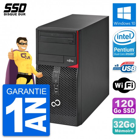 PC Tour Fujitsu Esprimo P520 Intel G3220 RAM 32Go SSD 120Go Windows 10 Wifi