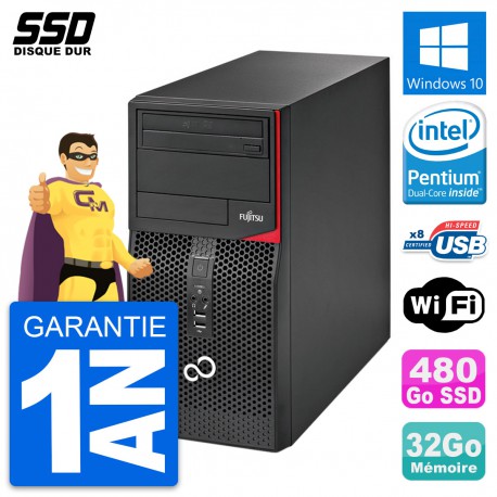 PC Tour Fujitsu Esprimo P520 Intel G3220 RAM 32Go SSD 480Go Windows 10 Wifi