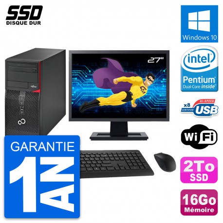 PC Tour Fujitsu P520 Ecran 27" Intel G3220 RAM 16Go SSD 2To Windows 10 Wifi
