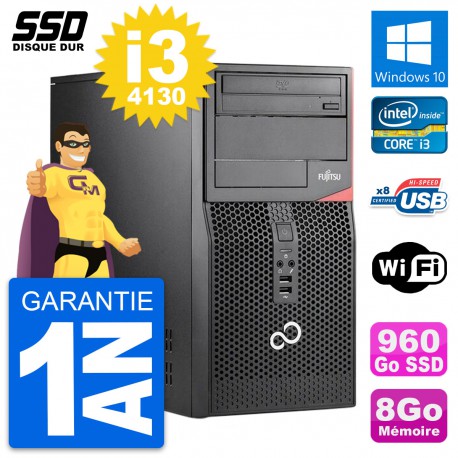 PC Tour Fujitsu Esprimo P520 MT Intel i3-4130 RAM 8Go SSD 960Go Windows 10 Wifi