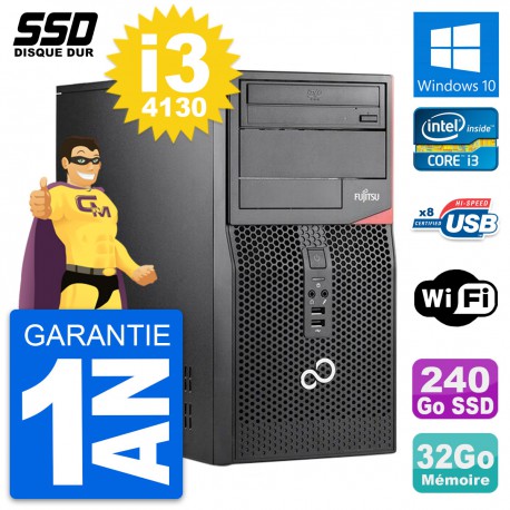 PC Tour Fujitsu Esprimo P520 MT Intel i3-4130 RAM 32Go SSD 240Go Windows 10 Wifi