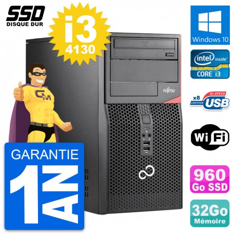 PC Tour Fujitsu Esprimo P520 MT Intel i3-4130 RAM 32Go SSD 960Go Windows 10 Wifi