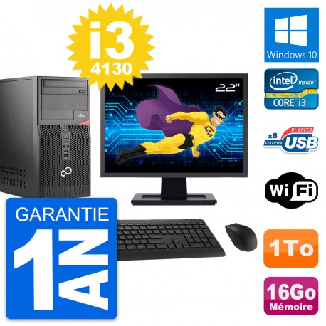 PC Tour Fujitsu P520 Ecran 22" Intel i3-4130 RAM 16Go Disque 1To Windows 10 Wifi
