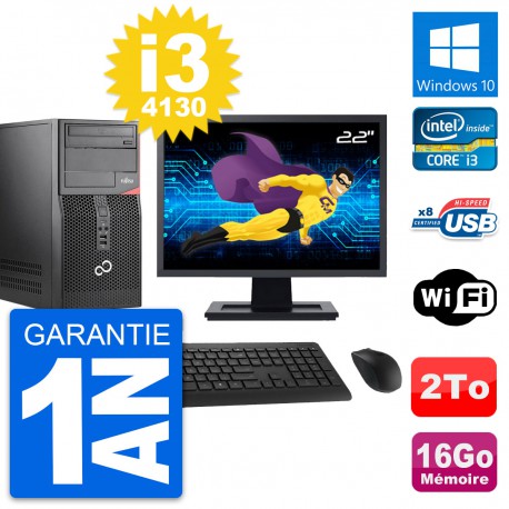 PC Tour Fujitsu P520 Ecran 22" Intel i3-4130 RAM 16Go Disque 2To Windows 10 Wifi
