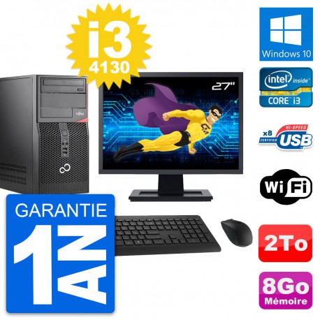 PC Tour Fujitsu P520 Ecran 27" Intel i3-4130 RAM 8Go Disque 2To Windows 10 Wifi