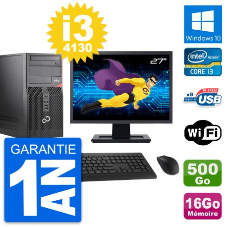 PC Tour Fujitsu P520 Ecran 27" i3-4130 RAM 16Go Disque Dur 500Go Windows 10 Wifi