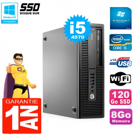 PC HP EliteDesk 800 G1 SFF Core I5-4570 8Go Disque 120 Go SSD Graveur DVD Wifi W7