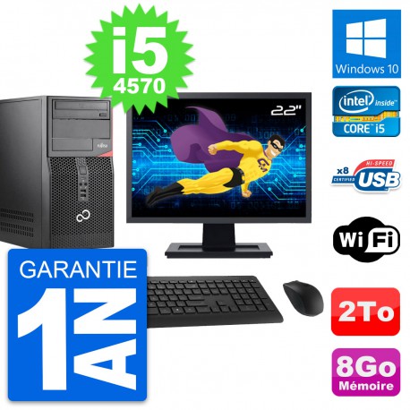 PC Tour Fujitsu P520 Ecran 22" Intel i5-4570 RAM 8Go Disque 2To Windows 10 Wifi