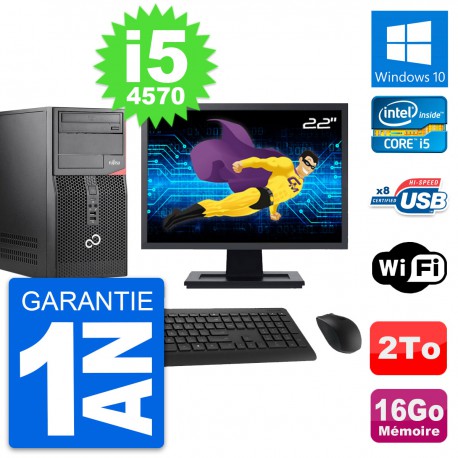 PC Tour Fujitsu P520 Ecran 22" Intel i5-4570 RAM 16Go Disque 2To Windows 10 Wifi
