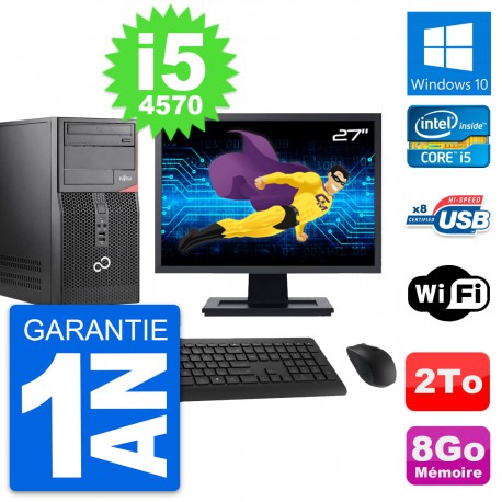 PC Tour Fujitsu P520 Ecran 27" Intel i5-4570 RAM 8Go Disque 2To Windows 10 Wifi
