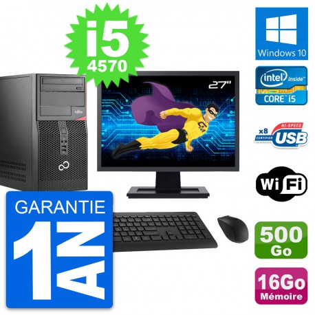 PC Tour Fujitsu P520 Ecran 27" i5-4570 RAM 16Go Disque Dur 500Go Windows 10 Wifi
