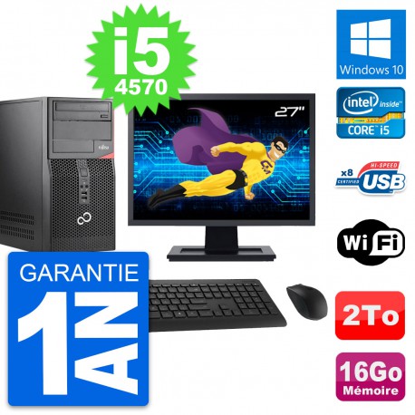 PC Tour Fujitsu P520 Ecran 27" Intel i5-4570 RAM 16Go Disque 2To Windows 10 Wifi