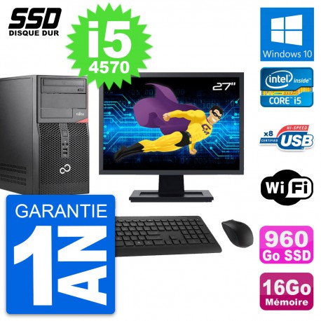 PC Tour Fujitsu P520 Ecran 27" Intel i5-4570 RAM 16Go SSD 960Go Windows 10 Wifi